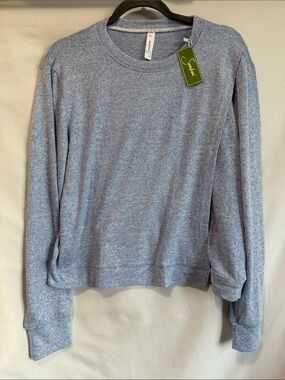 Light Blue Heather Long Sleeve Crewneck Nursing Top
